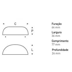 Puxador Concha Ostra 64mm Dourado Gruppa