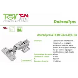 Dobradica TN MS Slow Reta Calco Fixo 4F Completa/B