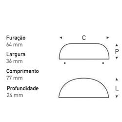 Puxador Concha Lisa 64mm Dourado Gruppa