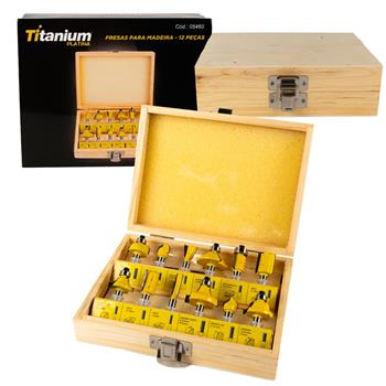 Conjunto Fresas Para Tupia Madeira 12 Peças Titanium 05460
