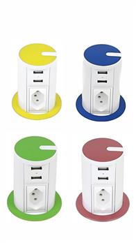 Mini Torre de Mesa Colorida Automática com 1 Tomada 10A + USB Charger - QTMov