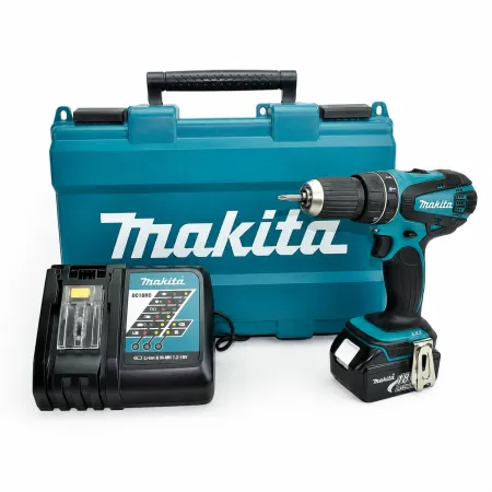 Parafusadeira Furadeira de Impacto à Bateria 18V com Carregador e Maleta DHP456RF Makita