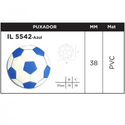Puxador Bola Futebol Azul em PVC 38mm IL5542 - ItalyLine