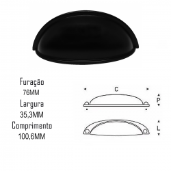 Puxador IL220 76mm Preto