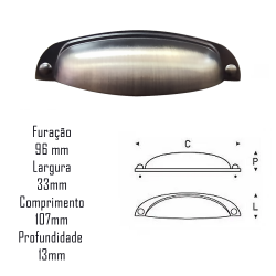 Puxador Colonial 115 96mm Antique (S)