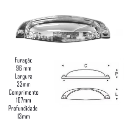 Puxador IL115 96mm Cromado