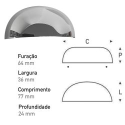 Puxador Concha 64mm Cromado - Gruppa
