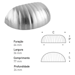 Puxador Concha Ostra 64mm Cromado - Gruppa