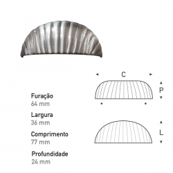Puxador Concha Ostra 64mm Níquel Escovado - Gruppa