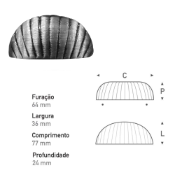 Puxador Concha Ostra 64mm Prata Velha - Gruppa