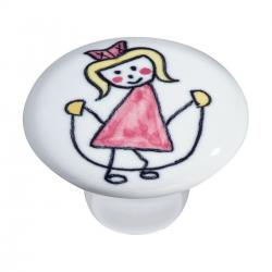 Puxador Infantil Menina Corda Rosa em Ceramica IL7057 37mm - ItalyLine