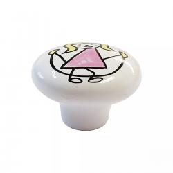 Puxador Infantil Menina Corda Rosa em Ceramica IL7057 37mm - ItalyLine