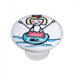 Puxador IL7045 Menina Nadando Ceramica