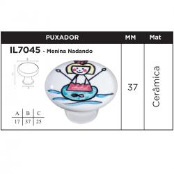 Puxador IL7045 Menina Nadando Ceramica