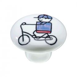 Puxador Infantil Menino Bicicleta em Ceramica IL7053 37mm - ItalyLine