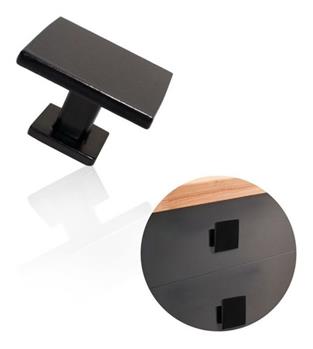 Puxador Móveis Ponto Quadrado 35 X 35 Mm Preto Acetinado