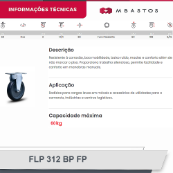 #15 Rodizio Fixo Placa FLP.312.BP.FP (2499) 60Kg Colson