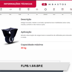 #7 Rodizio Fixo Placa 158 FLPB.1.5/8.BP.E (6046) 30Kg Colson