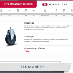 #30 Rodizio Fixo Espiga FLE.512.BP.FP (2517) 75Kg Colson