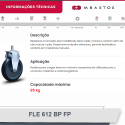 #36 Rodizio Fixo Espiga FLE.612.BP.FP (2523) 85Kg Colson