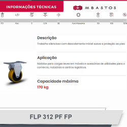 #44 Rodizio Fixo Placa FLP.312.PF.FP (2550) 170Kg Colson