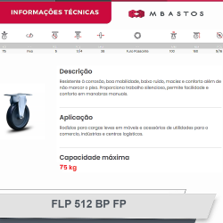 #29 Rodizio Fixo Placa FLP.512.BP.FP (2516) 75Kg Colson