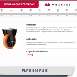 #68 Rodizio Fixo Placa 414 FLPB.414.PU.E (4808) 140Kg Colson