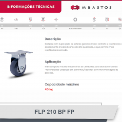 #3 Rodizio Fixo Placa 210 FLP.210.BP.FP (1497) 45Kg Colson
