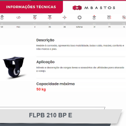 #18 Rodizio Fixo Placa FLPB.210.BP.E (6049) 50Kg Colson