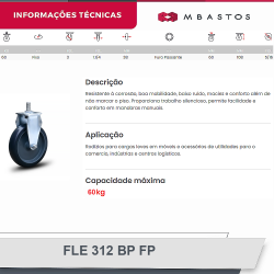 #16 Rodizio Fixo Espiga FLE.312.BP.FP (2500) 60Kg Colson