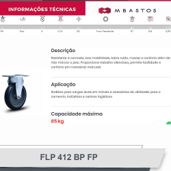#23 Rodizio Fixo Placa FLP.412.BP.FP (2510) 65Kg Colson