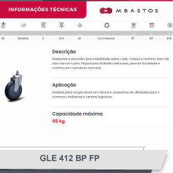 #25 Rodizio Giratório Espiga GLE.412.BP.FP (2507) 65Kg Colson