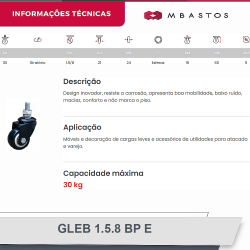 #10 Rodizio Giratório Espiga 158 GLEB.1.5/8.BP.E (6507) 30Kg Colson