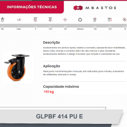 #59 Rodizio Giratório Placa 414 GLPBF.414.PU.E (4805) 140Kg Colson
