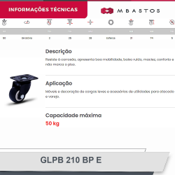 #19 Rodizio Giratório Placa 210 GLPB.210.BP.E (6048) 50Kg Colson