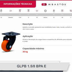 #46 Rodizio Giratório Placa #46 158 GLPB.1.5/8.BPA.E (6233) 30Kg Colson