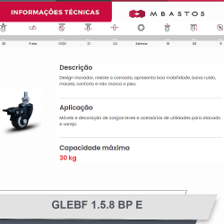 #11 Rodizio Giratório 158 GLEBF.1.5/8.BP.E (6508) 30kg Colson