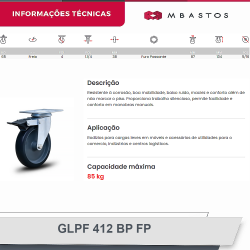 #21 Rodizio Giratório Placa GLPF.412.BP.FP (2513) 65Kg Colson