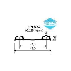 Trilho Inferior RM-023 2M Aluminio Natural (2764) Rometal