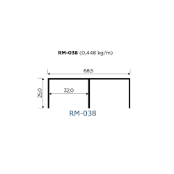Trilho Alumínio Superior RM-038 Barra com 02 metros Anodizado Fosco - Rometal