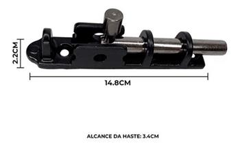 Trinco Fecho Ferrolho Porta E Janela Preto Reforçado 15cm