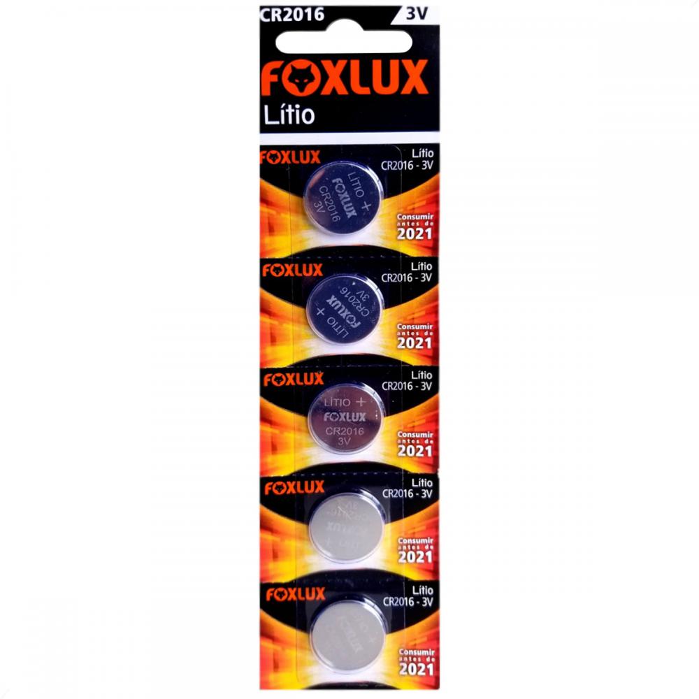 Bateria Botão de Lithium 3V CR2016 5 Unidades - Foxlux