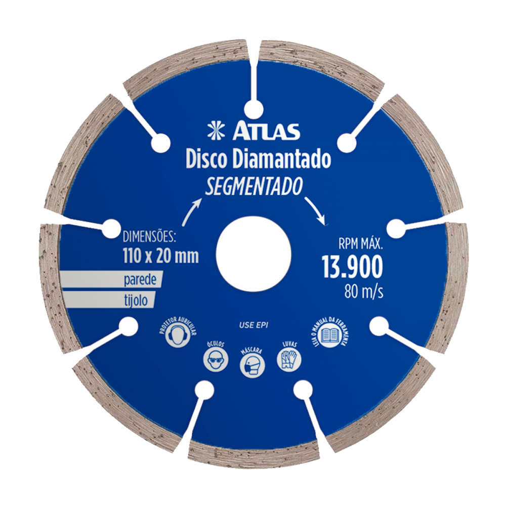 Disco de Corte Diamantado Segmentado 110mm AT26S Atlas
