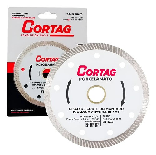 Disco De Corte Diamantado Turbo Porcelanato 110mm Cortag