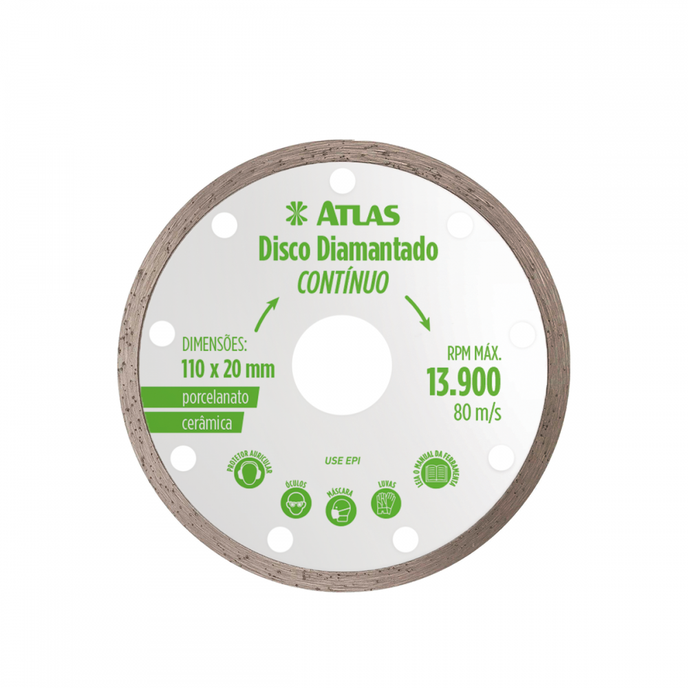 Disco de Corte Diamantado Contínuo 110mm AT26C Atlas