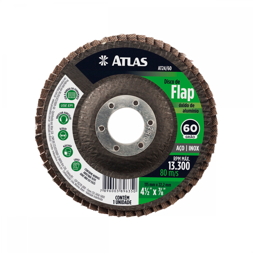 Disco Abrasivo Flap 115mm Gr60 AT24/60 Aluminio Atlas