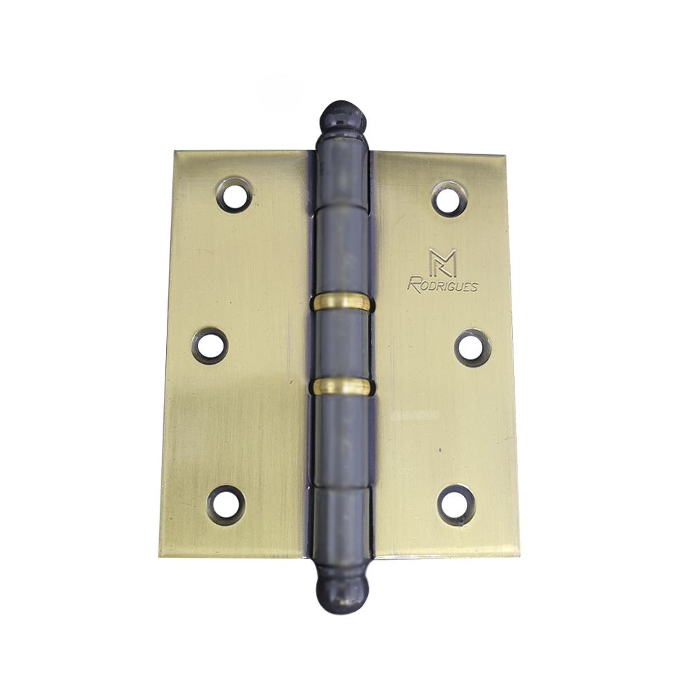 Dobradiça Reforçada 5535 3.1/2x3 Pol. com Anel Aço Latonado Oxidado com 3 Peças - Rodrigues