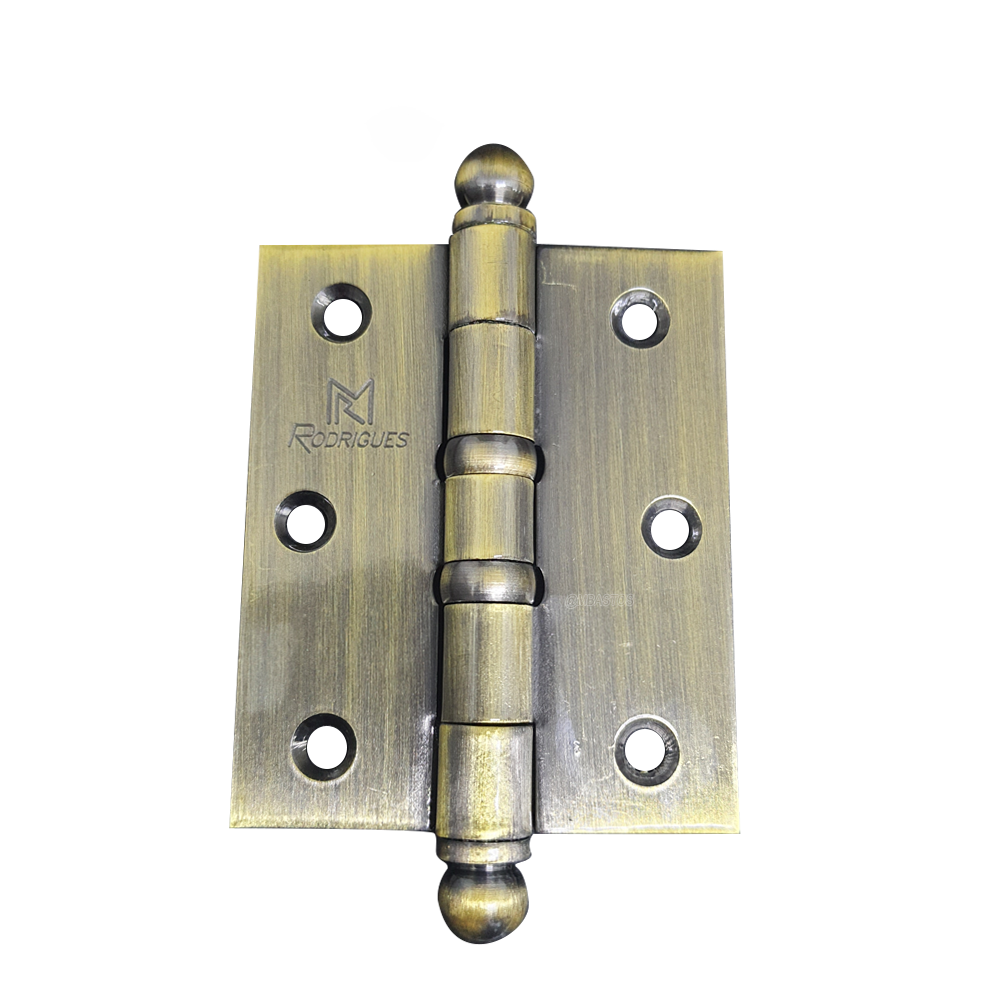 Dobradiça Reforçada 5535 3.1/2x3 Pol. com Anel Latão Antique com 3 Peças - Rodrigues