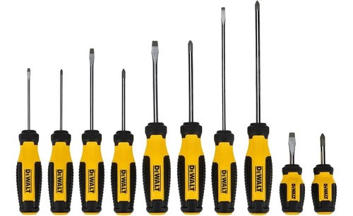Kit Chaves De Fendas Grip Com 10 peças Dwht65201
