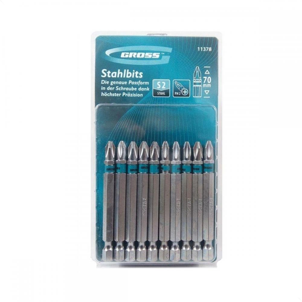 Jogo Bits Phillips PH2 1/4 X 70mm com 10 Peças 11378 - Gross